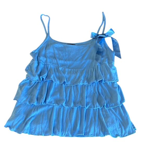 INC International Concepts Blue Tiered Knit Top with Spaghetti Straps Y2K - Picture 5 of 10